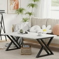 thumbnail image 3 of Coffee Table Living Room Table Centre Table, Faux Marble Rectangular Tea Table With Sturdy Metal Frame, Industrial Wooden Coffee Table For Bedroom Home Office, 3 of 12