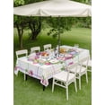 thumbnail image 3 of Happy Easter Outdoor Tablecloth - 52x70 Inch Rectangle Dining Table Cover, Watercolor Floral Daisy Wreath Eggs Colorful Plaid Waterproof Outdoor Table Cloth with Umbrella Hole & Zipper for Patio, 3 of 7