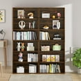 thumbnail image 3 of 6-Tier Open Bookcase and Bookshelf, Floor Standing Wood Display Storage Shelves 71 Inch Tall Bookcase Home Decor Furniture for Home Office, Living Room, Bed Room, Rustic Brown, 2 Pieces, 3 of 14