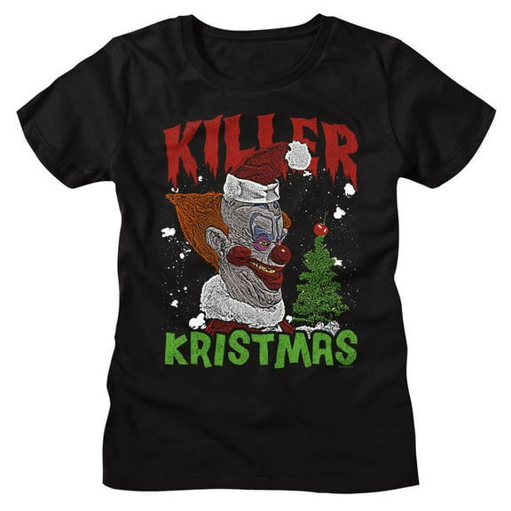 Killer Klowns Kristmas Tree Women's T Shirt Tacky Xmas Outer Space Clown Horror (Large)