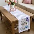 thumbnail image 6 of Easter Table Runner 70 Inches Long for Kitchen Dining, Spring Rabbit Watercolor Flowers Purple Stripes Dresser Scarf Farmhouse, Dining Table Decorations for Wedding/Parties, 13 x 70 In, 6 of 8