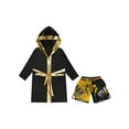 thumbnail image 3 of Fldy Tenues de Boxe pour Garçons, Ensemble Robe à Capuche en Satin Métallique et Shorts, Robe de Fête Déguisement B4 12, 3 of 5