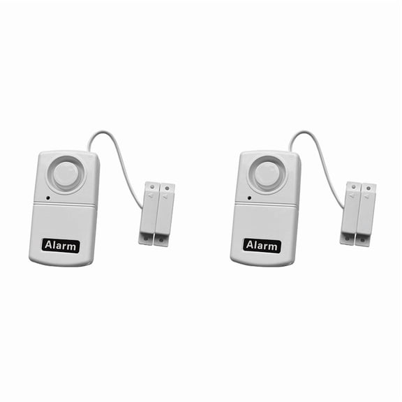 2X Burglar Alarm for Doors and Window 120dB High Decibel Salarm Sensor Battery Powered Detector Door Magnetic System,2 x Door and window alarm,White