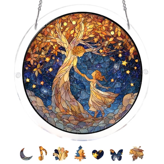 7.8in 83pc Acrylic Jigsaw Puzzle Suncatcher – Sun Catcher Puzzle for Windows Hanging, Home & Garden Gift A