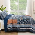 thumbnail image 3 of Juego de edredón WONGS BEDDING, azul marino, tamaño queen size, patchwork, 3 of 8