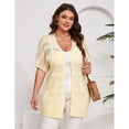 thumbnail image 3 of Women Short Sleeve Crochet Cardigan Plus Size, Open Front Knit Cover-Up, 3 of 5