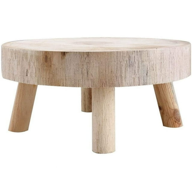 Rawiri SUREH - Soporte de madera para plantas, pequeño macetero redondo, taburete de madera para interior y exterior, soporte para plantas, decoración rústica