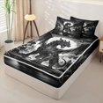 thumbnail image 2 of Metsweet Gothic Dragon Zipper Full Size Comforter Sets with Fitted Sheet and 2 Pillowcases, Magical Wildlife Zipper Bedding Set, Black Gray White,4pcs,Black Reversible, 2 of 6