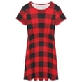 thumbnail image 3 of Buffalo Plaid Red Black Dress Fashion Beach Short Sleeve Dresses Female Party Printed Sundress, 3 of 7