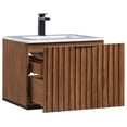 thumbnail image 3 of Bemma V-Tr24swm-S-1 Terra 24" Wall Mounted Single Basin Vanity Set - Walnut / White Quartz, 3 of 7