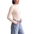 thumbnail image 4 of INSPIRE CHIC Womens' Sweater Splicing Knit Mock Neck False Two Piece Long Sleeves Fall Winter Slim Fit Ruffle Lace Trim Pullover Top Medium Aprico, 4 of 6