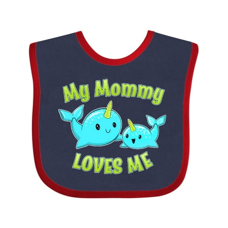 

Inktastic My Mommy Loves Me- Cute Narwhal Gift Baby Boy or Baby Girl Bib