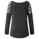thumbnail image 5 of Puntoco Mujer Sexy fuera del hombro Manga larga Perforación en caliente Sólido Ahueca hacia fuera O-cuello Camiseta Blusa tops Puntoco Puntoco-7200, 5 of 7