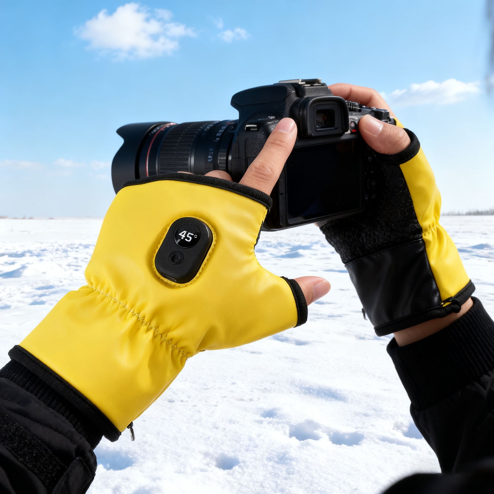 Rechargeable Fingerless Heated Gloves with Digital Display - Smart Thermostatic Electric Hand Warmers for Outdoor Work, Cycling & Skiing