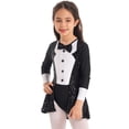 thumbnail image 2 of inlzdz Girls Long Sleeve Bowtie Tuxedo Leotard Skirt Sequin Party Dance Dress Halloween Ringmaster Black 14, 2 of 7