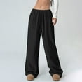 thumbnail image 4 of Daiosportswear Women High Waisted Crinkle Straight Wide Leg Loose Casual Long Pants​,Pants for Women Black XXXXL(XXXXL), 4 of 9