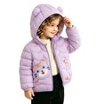 thumbnail image 6 of Spazoro Toddler Girls Hooded Puffer Jacket, Long Sleeve Zip Up Lightweight Animal Print Soft Warm Winter Outerwear for Little Girls Purple Size 3-4T, 6 of 9