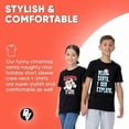 thumbnail image 2 of BROOKLYN VERTICAL Funny Christmas Santa Naughty Nice Holiday Short Sleeve Crew Neck T-Shirt | for Boys and Girls, 2 of 7