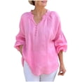 thumbnail image 1 of Algodón Falda Larga Mujeres Nuevo Casual Algodón Y Lino Manga Corta Pullover, V-Cuello Puerta Tubo Multi-Color Top, 1 of 6
