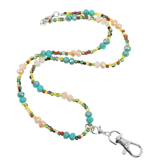SEWACC 1Set Rice Pearl Lanyard Necklace for Women Keys Hanging Chain with Buckle Design 14.6x0.2x0.2in
