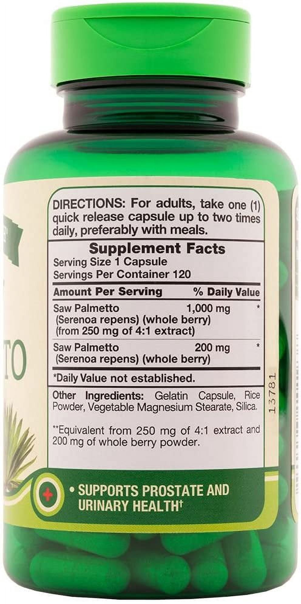 Nature's Truth Saw Palmetto 2400 mg (per serving) 120 ea 120 ea (Pack of 4)