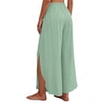 thumbnail image 6 of VBVC Women's Tie Waist Wrap Palazzo Pants , Summer Split Wide Leg Beach Pants For Women,Ladies' High Waisted Flowy Cover Up Trousers,Green,S-3XL, 6 of 8