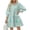 Green, variant on Floral Print Loose Long Sleeved Women V-neck Ruffle Tassel Mini Dress