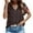 Coffee, variant on Zekutng Summer Tops for Women Casual Short Sleeve Leopard Print Patchwork T-Shirt Blouses,Sizes S-2XL