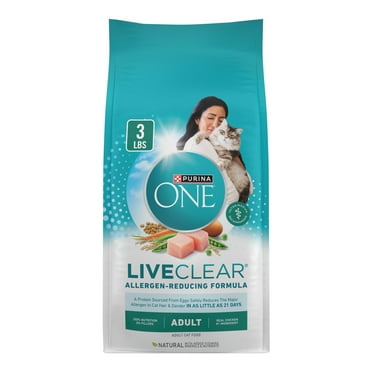 Purina ONE LiveClear Allergen-Reducing Dry Cat Food Formula with Real Chicken as the Number One Ingredient, 3 lb. Bag