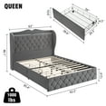 thumbnail image 3 of Full/Queen Size Bed Frame with 4 Storage Drawers, Upholstered Platform Bed with High Storage Headboard and Charging Station, Luxurious Velvet Tufted & Wingback, Wood Slats Support, Grey, 3 of 9