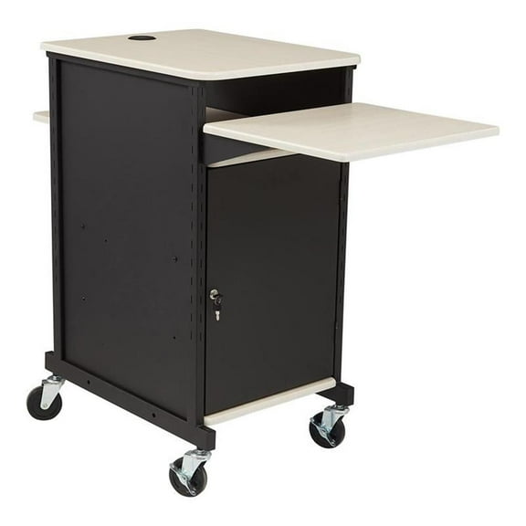 Oklahoma Sound PRC Series Modern Metal Jumbo Presentation Cart in Ivory/Black