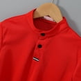 thumbnail image 6 of Asxite Toddler Shirts Solid Color Short Sleeve Stand Collar Button Casual Summer Tops 2-12Y, 6 of 7