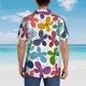 thumbnail image 4 of Balery Colorful Butterflies Camisas hawaianas de manga corta para hombre, camisas playeras de corte holgado, camisas de vacaciones con botones,Large, 4 of 7