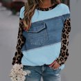 thumbnail image 4 of Hueook Oversized Tshirts for Women Long Sleeve Hoodless Printed Casual Warm Sweatshirt Light Blue L, 4 of 5