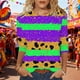 thumbnail image 1 of Xuyuer 2025 Womens 3/4 Sleeve Tops Mardi Gras and Christmas Costumes Fashion Round Neck Blouse, 1 of 6