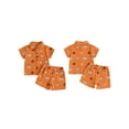 thumbnail image 2 of BemeyourBBs Boys Halloween Outfits Pumpkin Print Button T-Shirt and Elastic Shorts, 2 of 9
