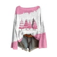 thumbnail image 2 of PiGOGI Women's Casual Crew Neck Christmas Sweatshirt Holiday Party Long Sleeve Winter Pullover Cozy Sweater Pink XL, 2 of 4
