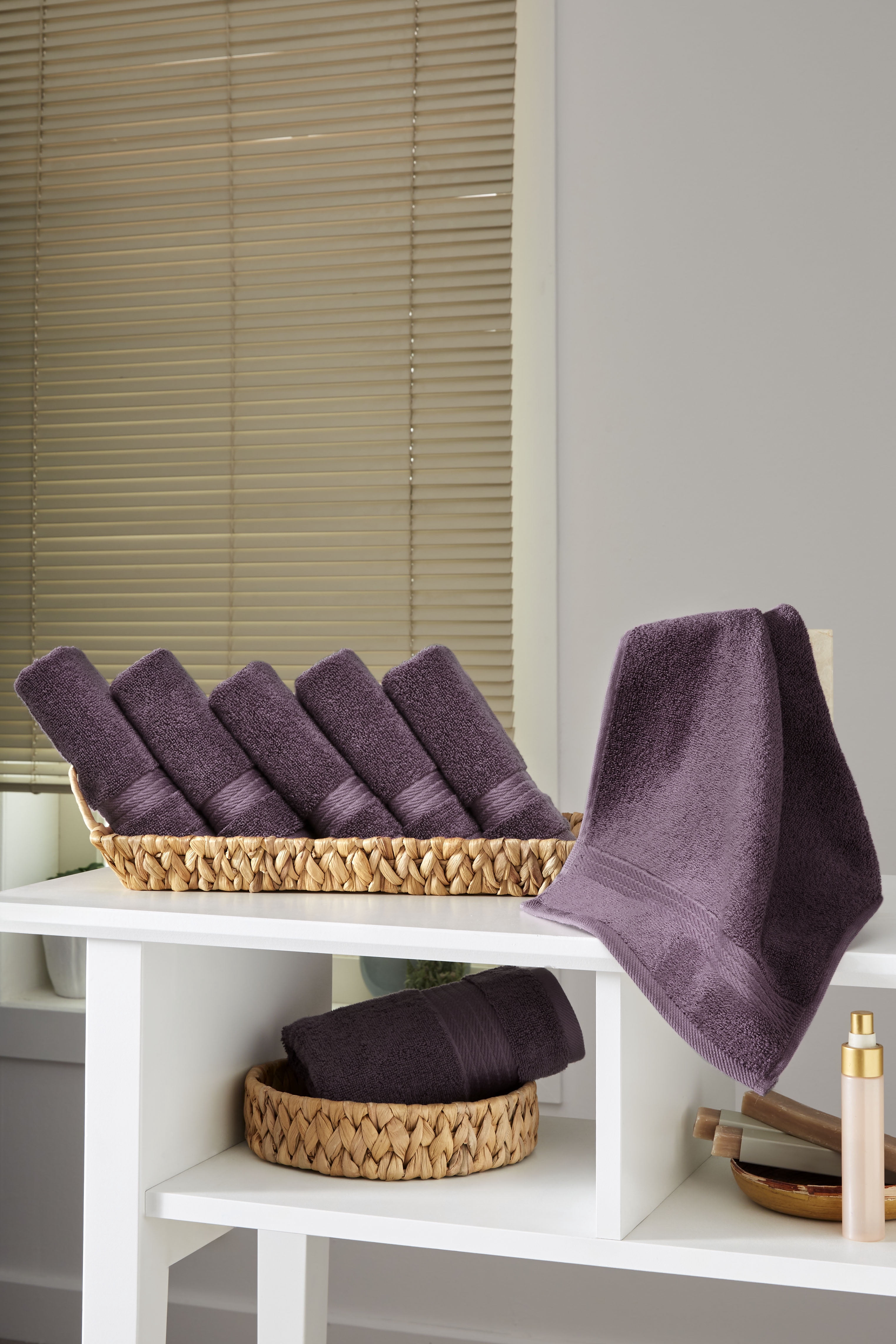 Ozdilek 6-Piece Washcloth Set 13x13 Bath Towels 100% Turkish Cotton, 600 GSM, Soft, Gentle on Sensitive Skin,Purpose Use, Washable, Reusable, Ideal for Baby Care & Spa 6 Towels  (Orchid Purple)