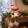 thumbnail image 2 of Animated Santa Riding Reindeer Plush Toy Singing Dancing Electric Stuffed Doll for Christmas Decoration(White-20cm), 2 of 6