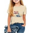 thumbnail image 1 of YABCSAZ Chemises du 4 Juillet pour Femmes, Robe de la Fête de l'Indépendance, Chemise Décontractée Imprimée pour Enfants, Col Rond, Manches Courtes, Beige, 2 Ans, 1 of 4