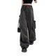thumbnail image 4 of TRKIYQC Pantalones cargo para mujer, pantalones de talle bajo con cordón y cordón de pierna ancha gris con bolsillos TRKIYQC moda, 4 of 10