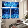 thumbnail image 6 of Blue Rose Butterfly Kitchen Window Curtains Valance and Tier Set 36 Inch 3 Piece Window Treatment Tiers for Living Room Bedroom Kitchen Decor Drapes, 6 of 6