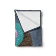 thumbnail image 2 of Yoga Soft Flannel Fleece Throw Blanket, Yin Yang with Flowers Peace Balance Earth Opposite Contrary Forces Art, Cozy Plush for Indoor and Outdoor Use, 60" x 80", Slate Blue Turquoise, by Ambesonne, 2 of 5