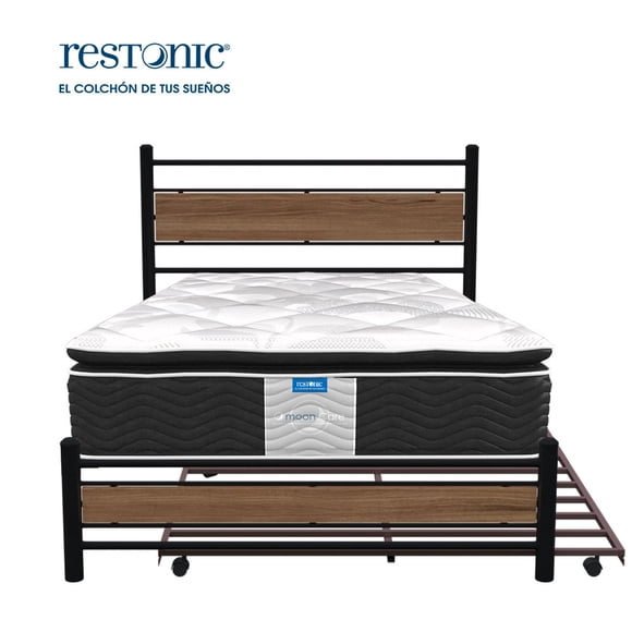 Colchon Matrimonial Restonic Ortopedico MoonCare + Box Completo + Estructura Deslizable