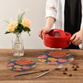 thumbnail image 7 of Partern Flowers Trivet Mats Pot Holders Cotton Woven Non-Slip Heat Resistant for Hot Pots Pans Pats for Cooking Baking Set of 2, 7 of 7