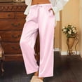 thumbnail image 4 of qolati Womens Silk Satin Pajama Pants Casual Loose Lounge Pants Lightweight Drawstring Elastic Waist Wide Leg Pjs Bottoms with Pockets, 4 of 8