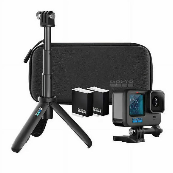 GoPro HERO11 Noir - Bundle Essentiel - GoPro HERO 11 Noir + 2 Piles Supplémentaires + Boîtier Compact + Poteau d'Extension - Boîte Ouverte