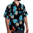 thumbnail image 2 of Flower Butterfly Men's Short Sleeve Spread Collar Poplin Shirt, Casual Printed Button Down Summer Beach Tops for Men, Unisex Comfortable Shirts, 2 of 6
