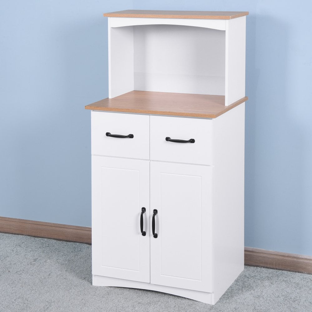 White Wooden Kitchen Storage Cabinet with Adjustable Shelves