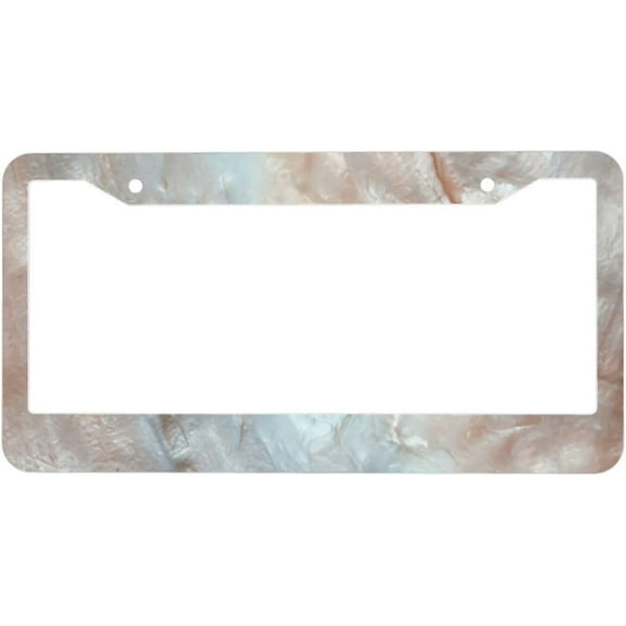 Mother of Pearl Light License Plate Frames - License Plate Covers, 2 Packs Universal Aluminum Tag Frame for Front and Rear Car Tags